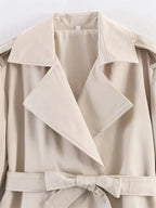 Short Trench Coat Twill Self-Tie Belt