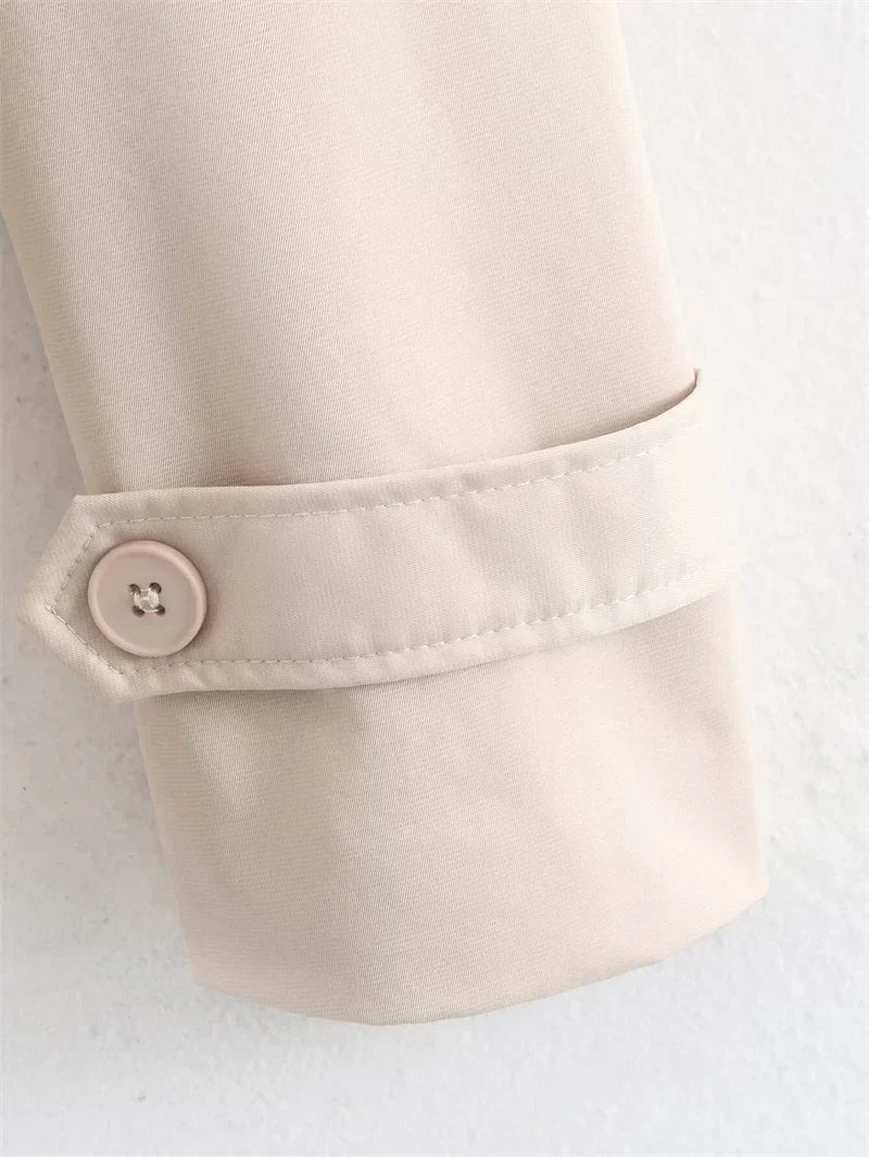 Short Trench Coat Twill Self-Tie Belt