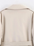 Short Trench Coat Twill Self-Tie Belt