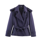 Short Trench Coat Twill Self-Tie Belt