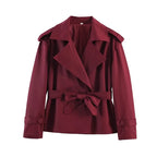 Short Trench Coat Twill Self-Tie Belt