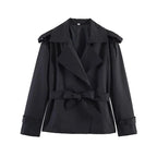 Short Trench Coat Twill Self-Tie Belt