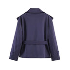 Short Trench Coat Twill Self-Tie Belt