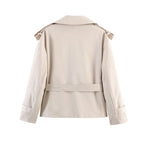 Short Trench Coat Twill Self-Tie Belt