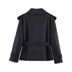 Short Trench Coat Twill Self-Tie Belt