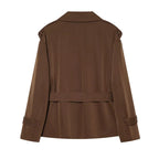 Short Trench Coat Twill Self-Tie Belt