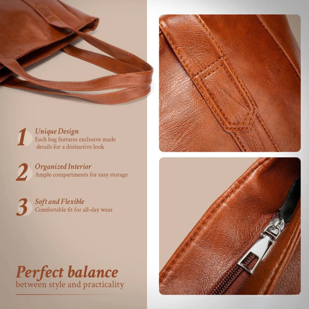 Shoulder Bag Authentic Leather Magnetic Closure & Adjustable Strap