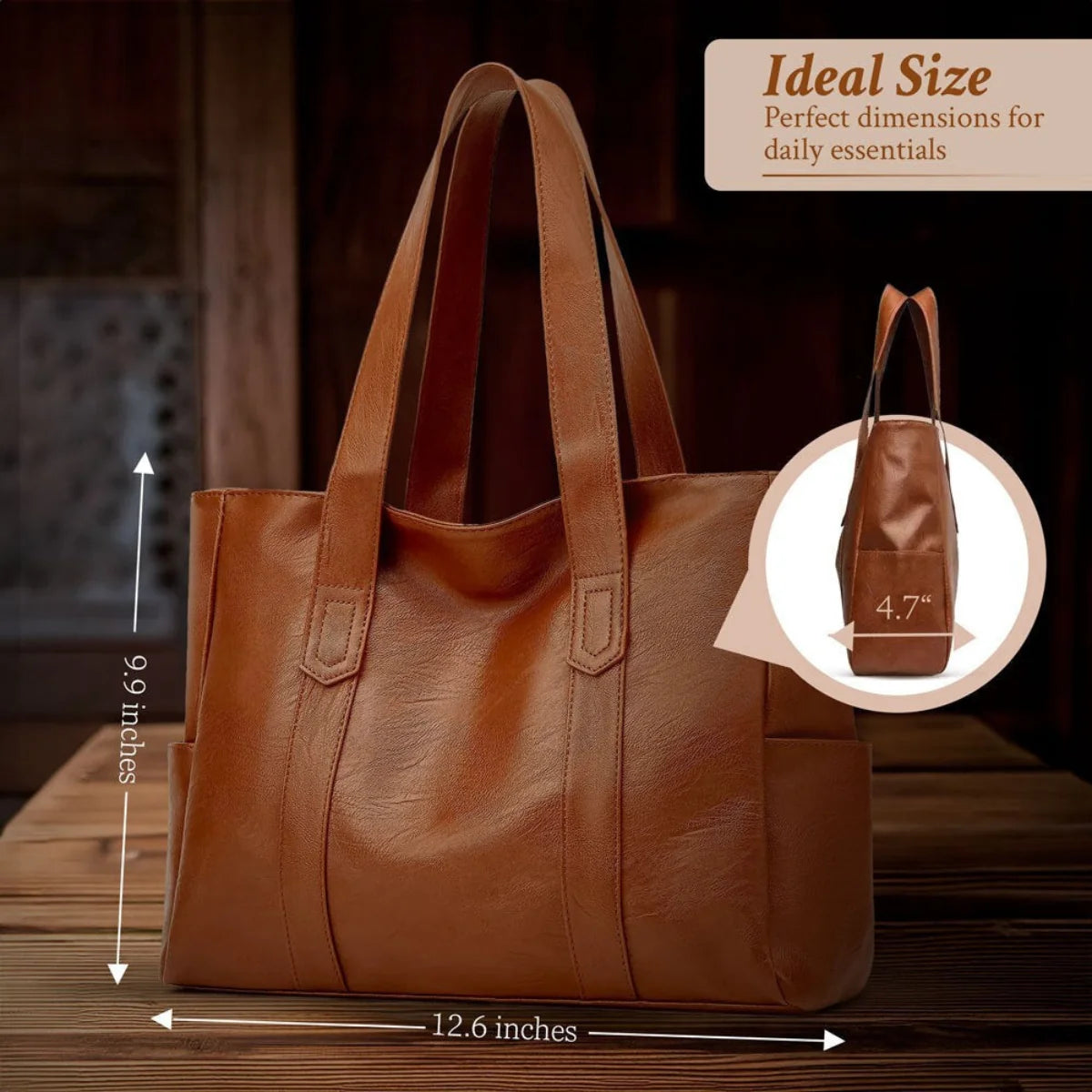 Shoulder Bag Authentic Leather Magnetic Closure & Adjustable Strap