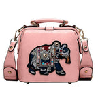 Shoulder Bag Embroidered Mandala PU-Coated Cotton
