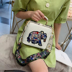 Shoulder Bag Embroidered Mandala PU-Coated Cotton