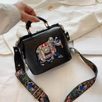 Shoulder Bag Embroidered Mandala PU-Coated Cotton
