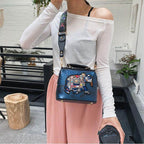 Shoulder Bag Embroidered Mandala PU-Coated Cotton
