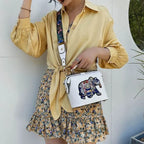 Shoulder Bag Embroidered Mandala PU-Coated Cotton