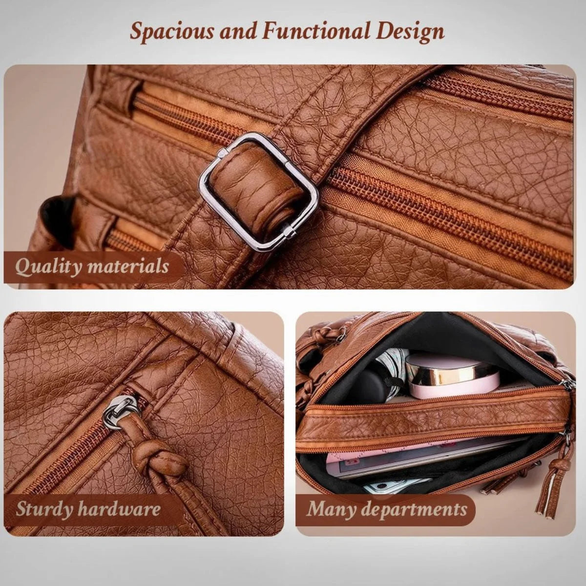 Shoulder Bag Faux Leather Magnetic Flap & Adjustable Strap