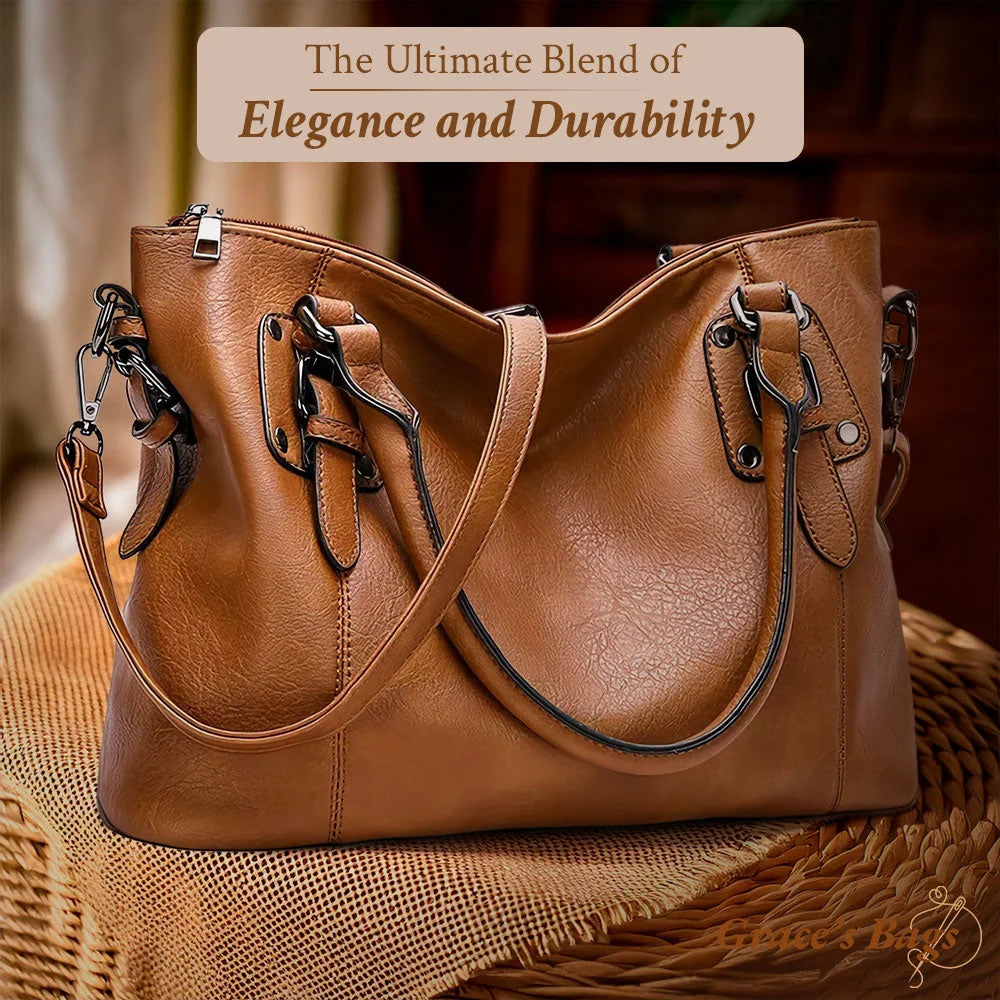Shoulder Bag Genuine Leather Magnetic Closure & Adjustable Strap