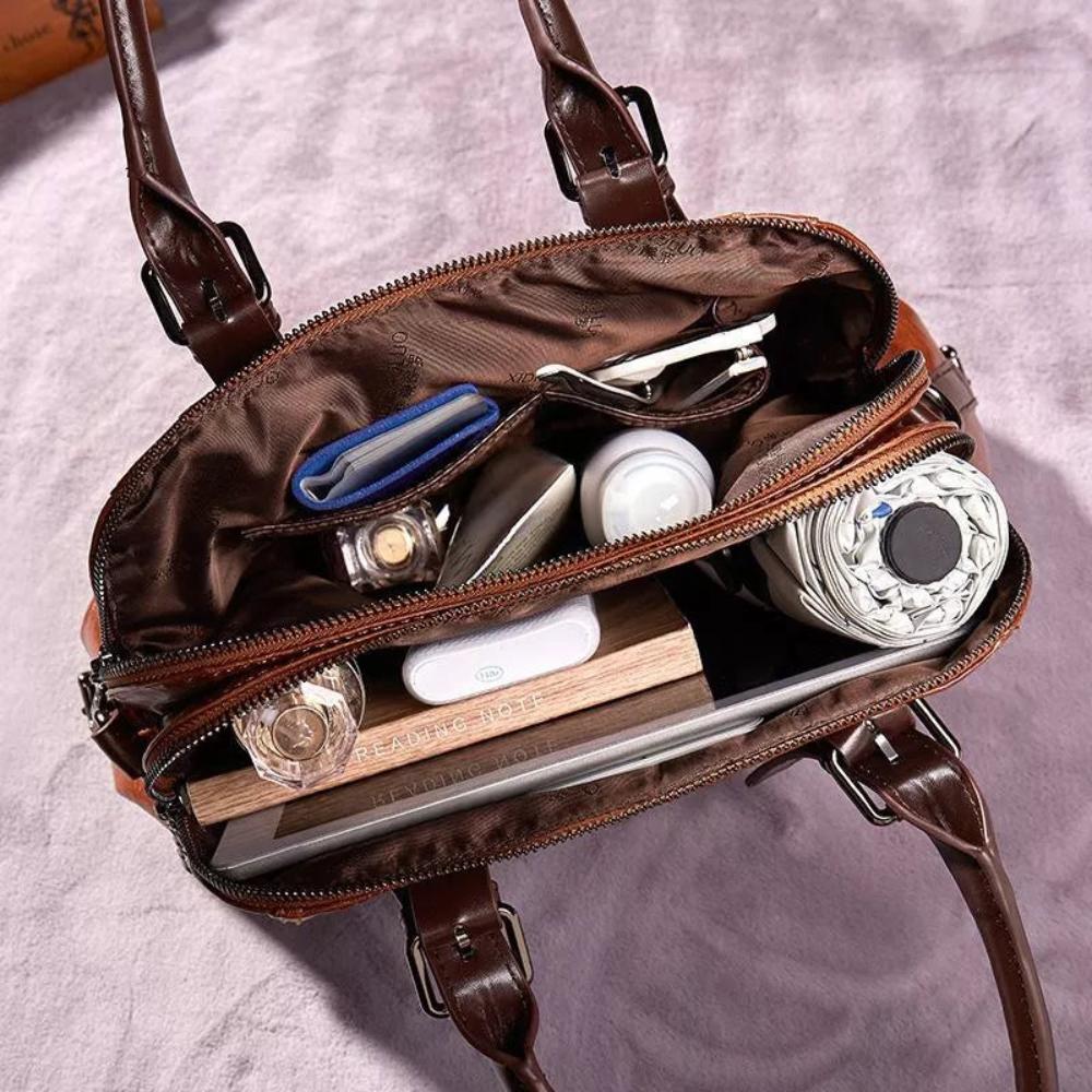 Shoulder Bag Genuine Leather Magnetic Closure & Adjustable Strap
