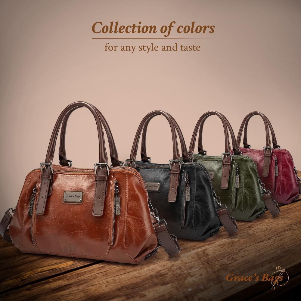 Shoulder Bag Genuine Leather Magnetic Closure & Adjustable Strap