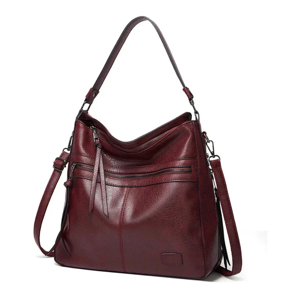 Shoulder Bag Genuine Leather Magnetic Flap Adjustable Strap