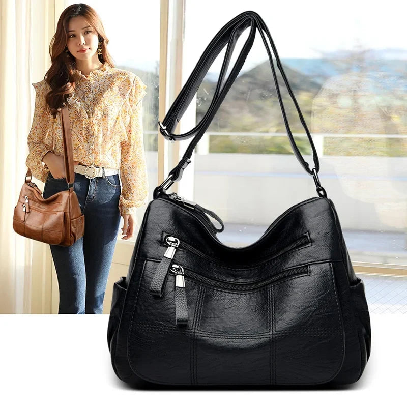Shoulder Bag Handmade Leather Multiple Compartments Soft Strap