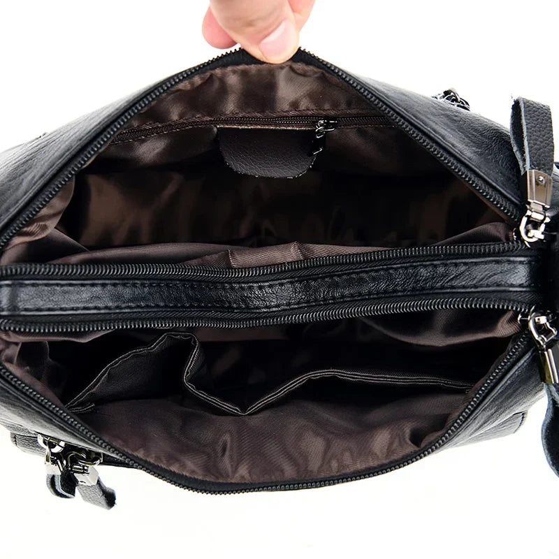 Shoulder Bag Handmade Leather Multiple Compartments Soft Strap