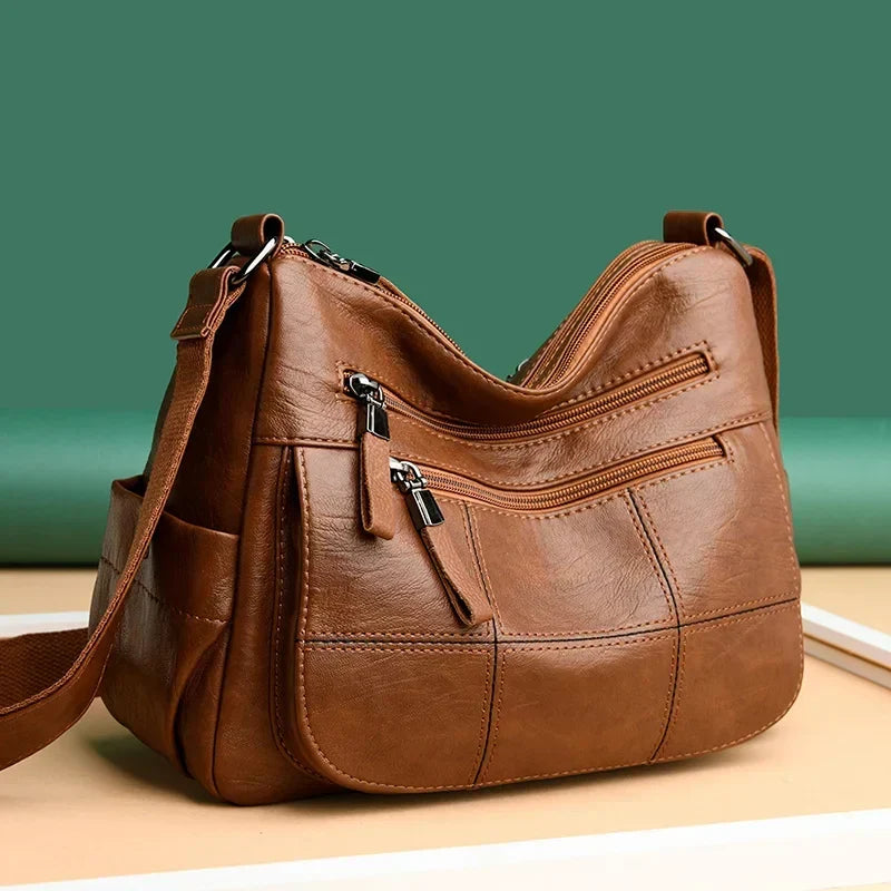 Shoulder Bag Handmade Leather Multiple Compartments Soft Strap