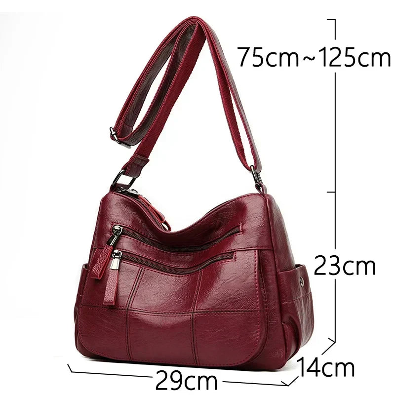 Shoulder Bag Handmade Leather Multiple Compartments Soft Strap