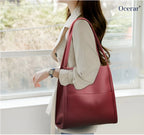 Shoulder Bag Leather Spacious Magnetic Closure & Snap Buttons