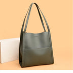 Shoulder Bag Leather Spacious Magnetic Closure & Snap Buttons
