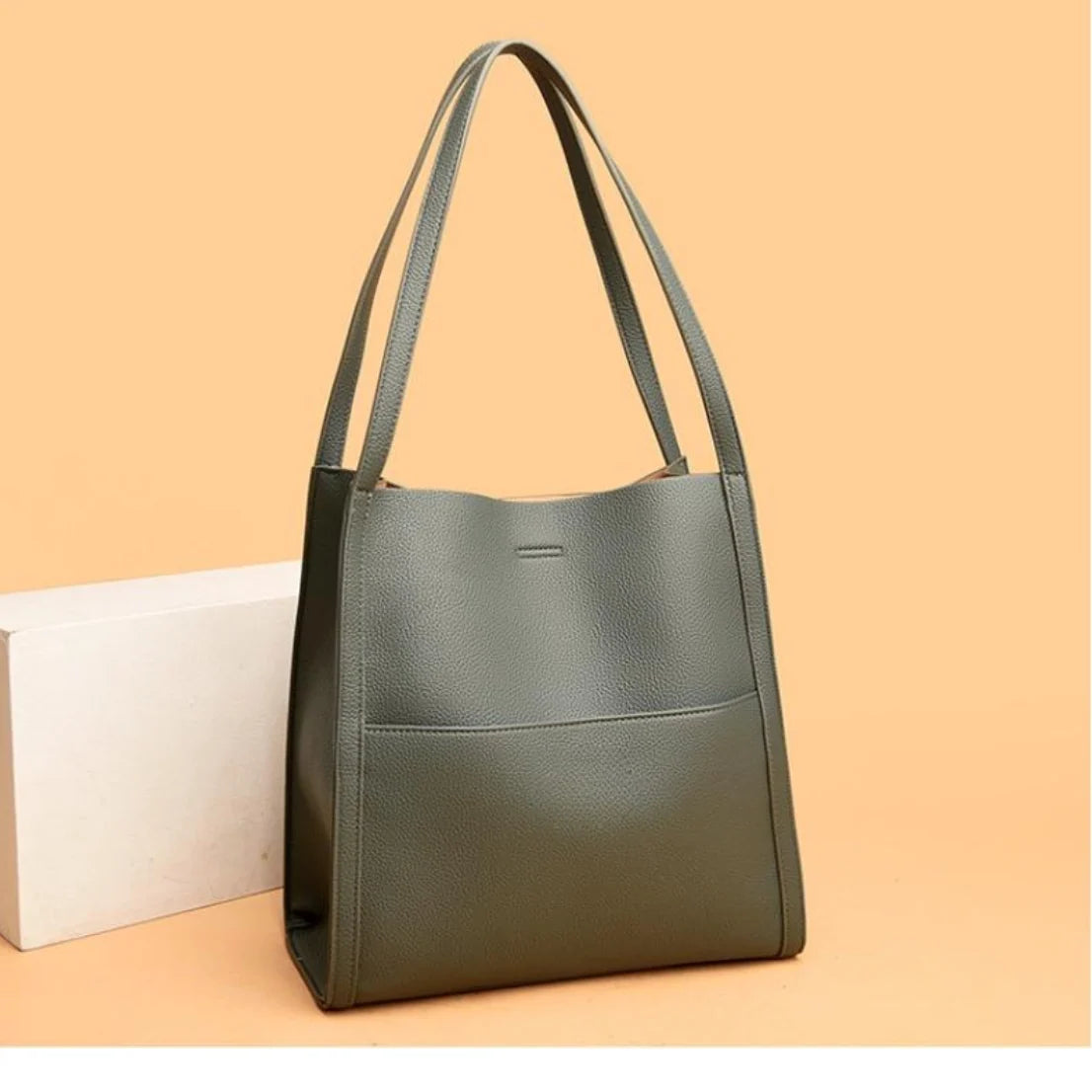 Shoulder Bag Leather Spacious Magnetic Closure & Snap Buttons