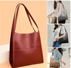 Shoulder Bag Leather Spacious Magnetic Closure & Snap Buttons