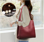 Shoulder Bag Leather Spacious Magnetic Closure & Snap Buttons