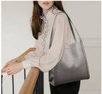 Shoulder Bag Leather Spacious Magnetic Closure & Snap Buttons