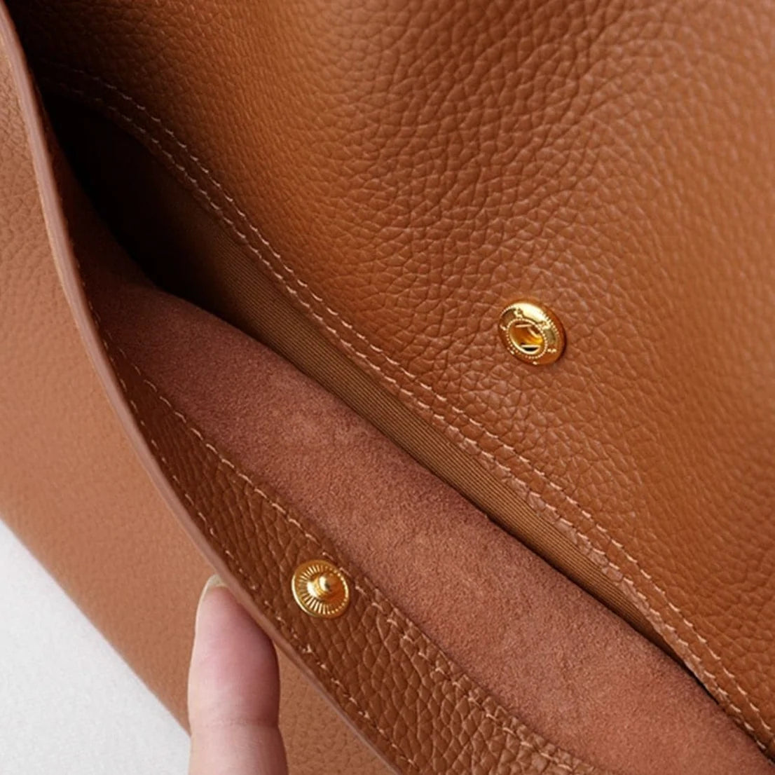 Shoulder Bag Leather Spacious Magnetic Closure & Snap Buttons