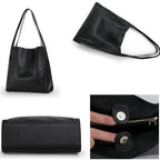 Shoulder Bag Leather Spacious Magnetic Closure & Snap Buttons