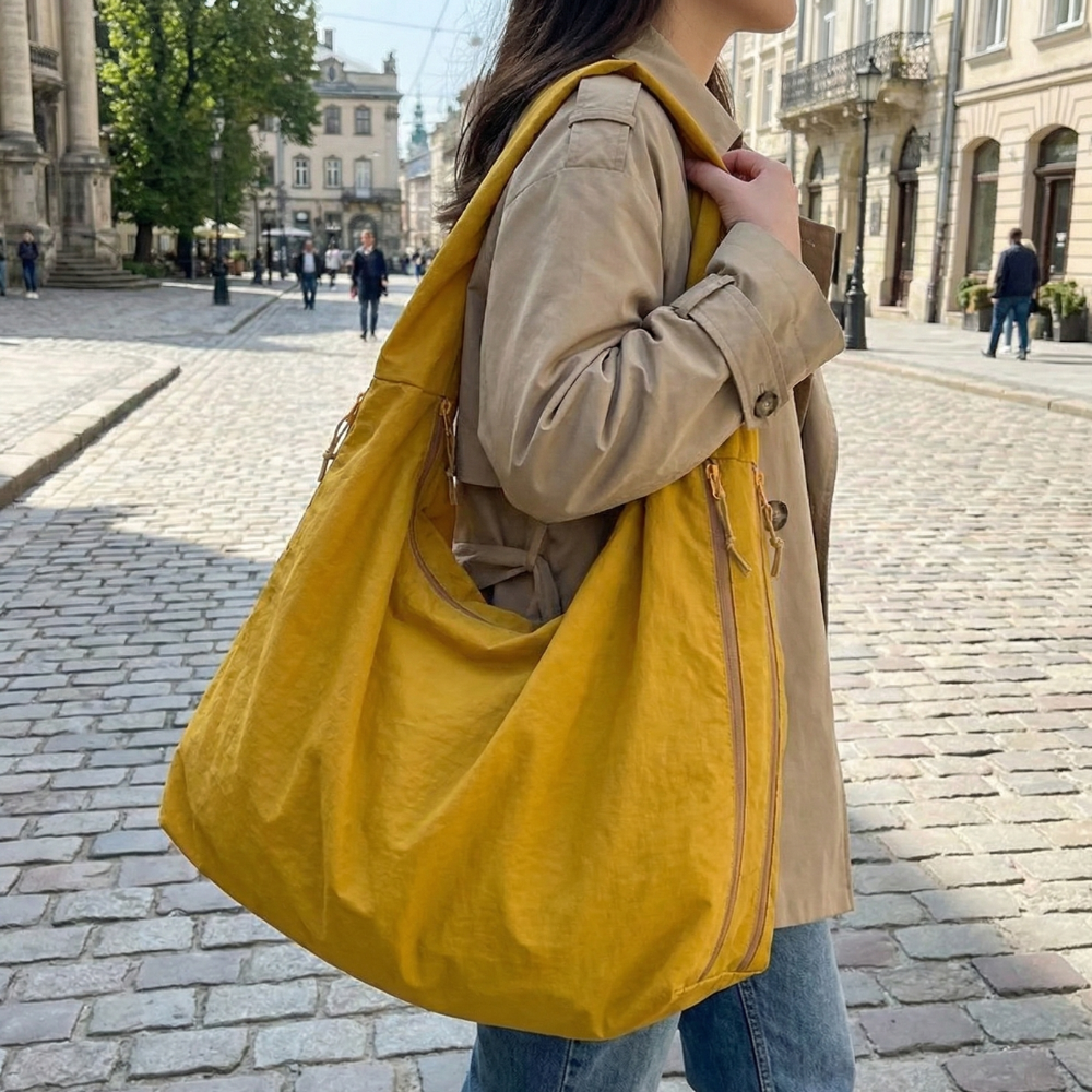 Shoulder Bag Oversized Four Exterior Pockets Fits 15-Inch Laptop