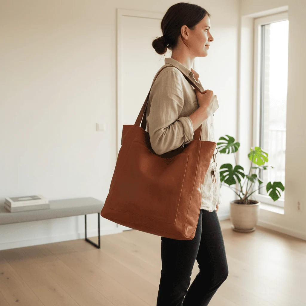 Shoulder Bag PU Leather-Look Adjustable Strap Spacious Interior