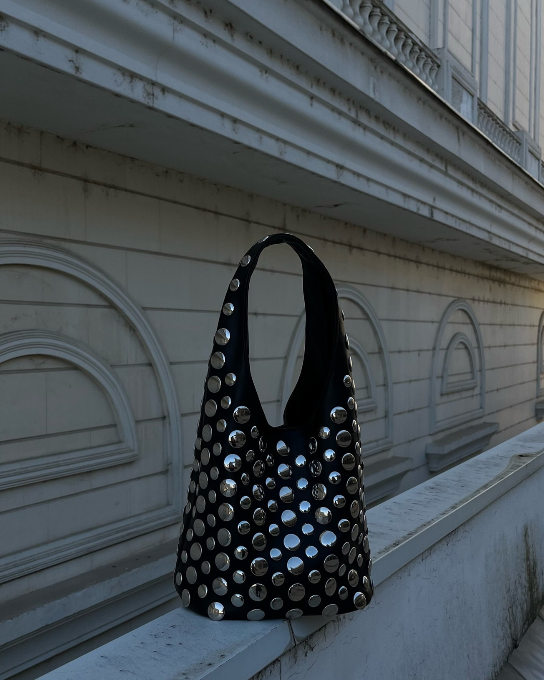Shoulder Bag Studded Rivet Slouchy Faux Leather