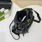 Shoulder Bag Vegan Leather Vintage Style Adjustable Strap