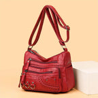 Shoulder Bag Vegan Leather Vintage Style Adjustable Strap