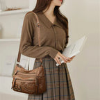 Shoulder Bag Vegan Leather Vintage Style Adjustable Strap
