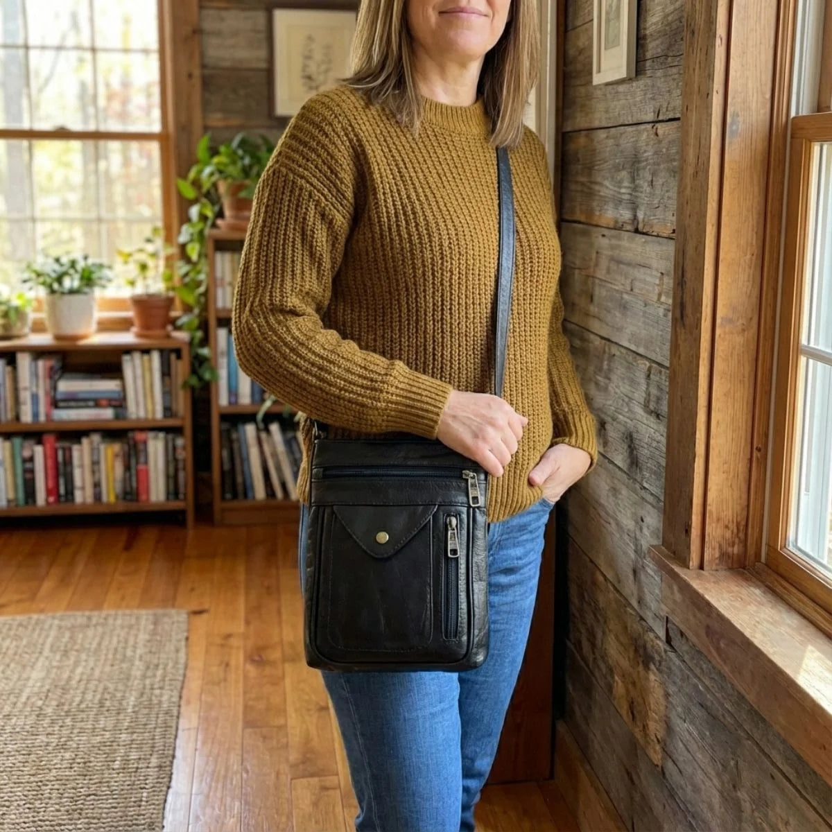 Shoulder Bag Vintage Faux Leather Multiple Pockets