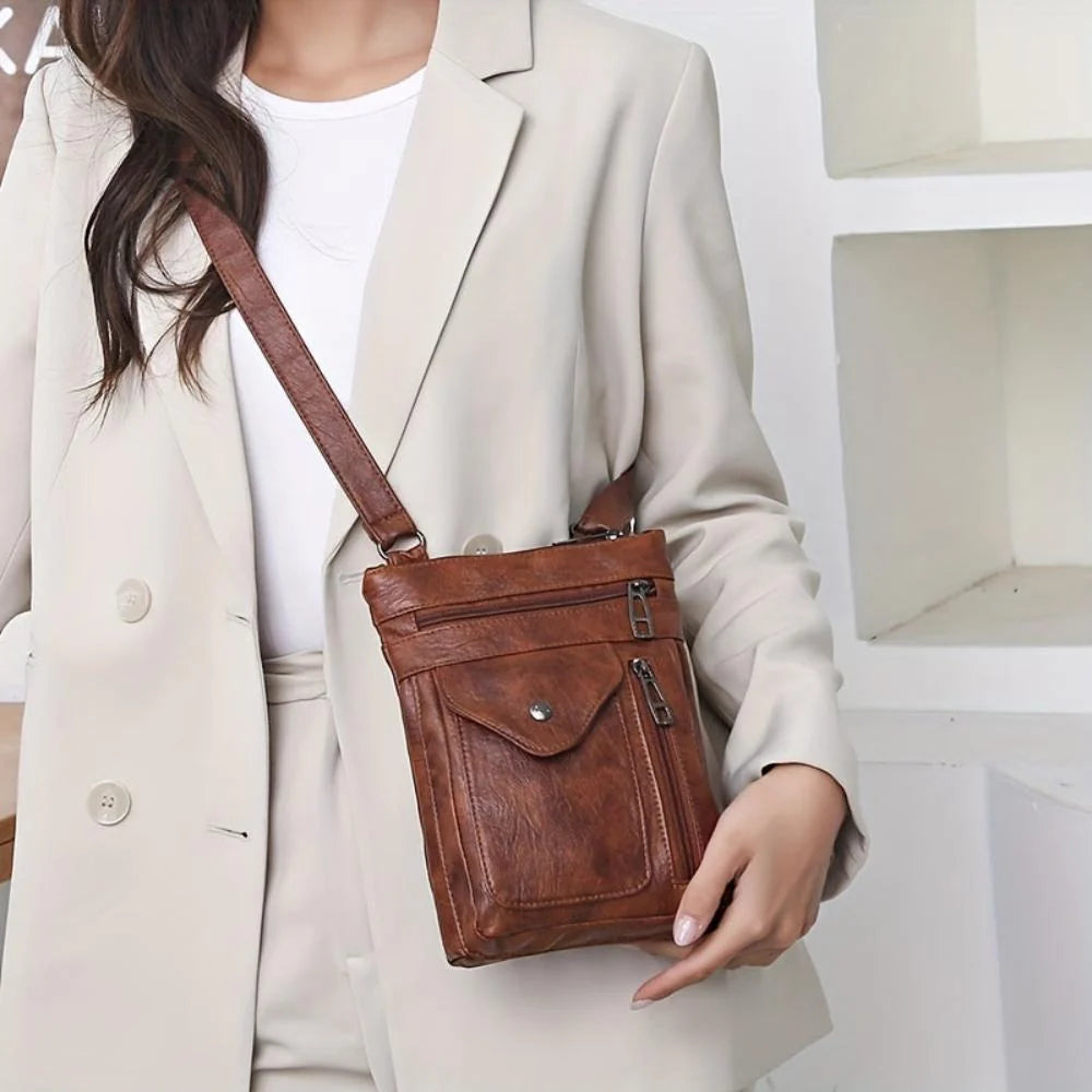 Shoulder Bag Vintage Faux Leather Multiple Pockets