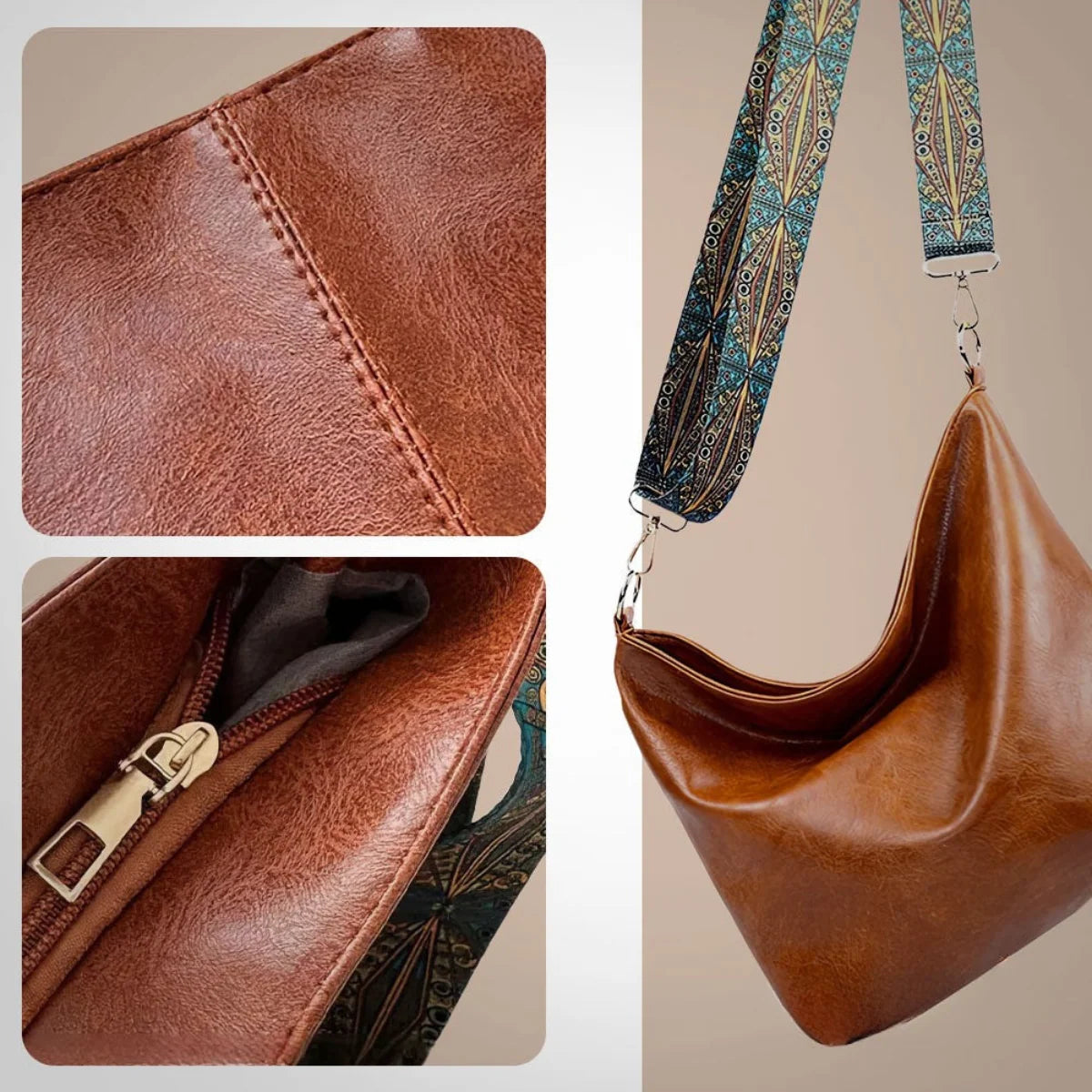 Shoulder Bag Vintage Flap Leather Magnetic Closure