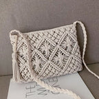 Shoulder Bag Woven Boho Zipper Closure & Durable Strap