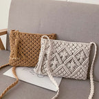 Shoulder Bag Woven Boho Zipper Closure & Durable Strap