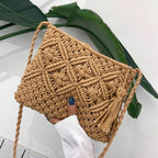 Shoulder Bag Woven Boho Zipper Closure & Durable Strap