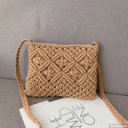 Shoulder Bag Woven Boho Zipper Closure & Durable Strap