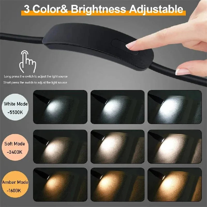 Shoulder Reading Light Dual Bendable Arms Rechargeable