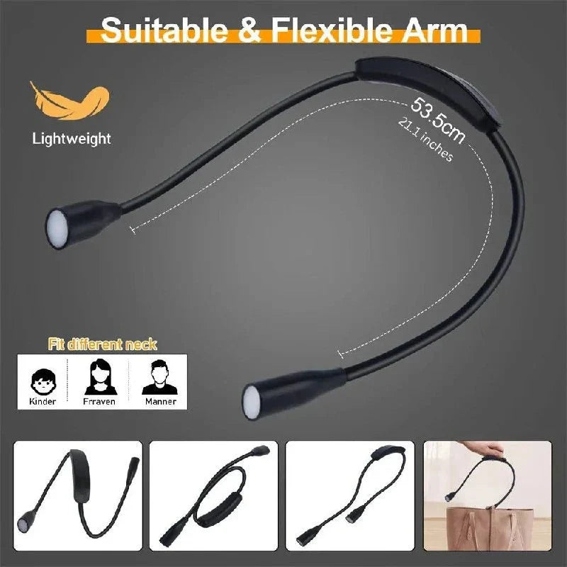 Shoulder Reading Light Dual Bendable Arms Rechargeable