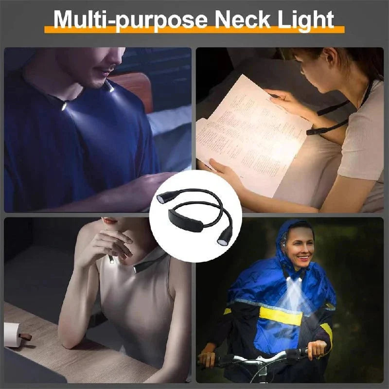 Shoulder Reading Light Dual Bendable Arms USB Rechargeable